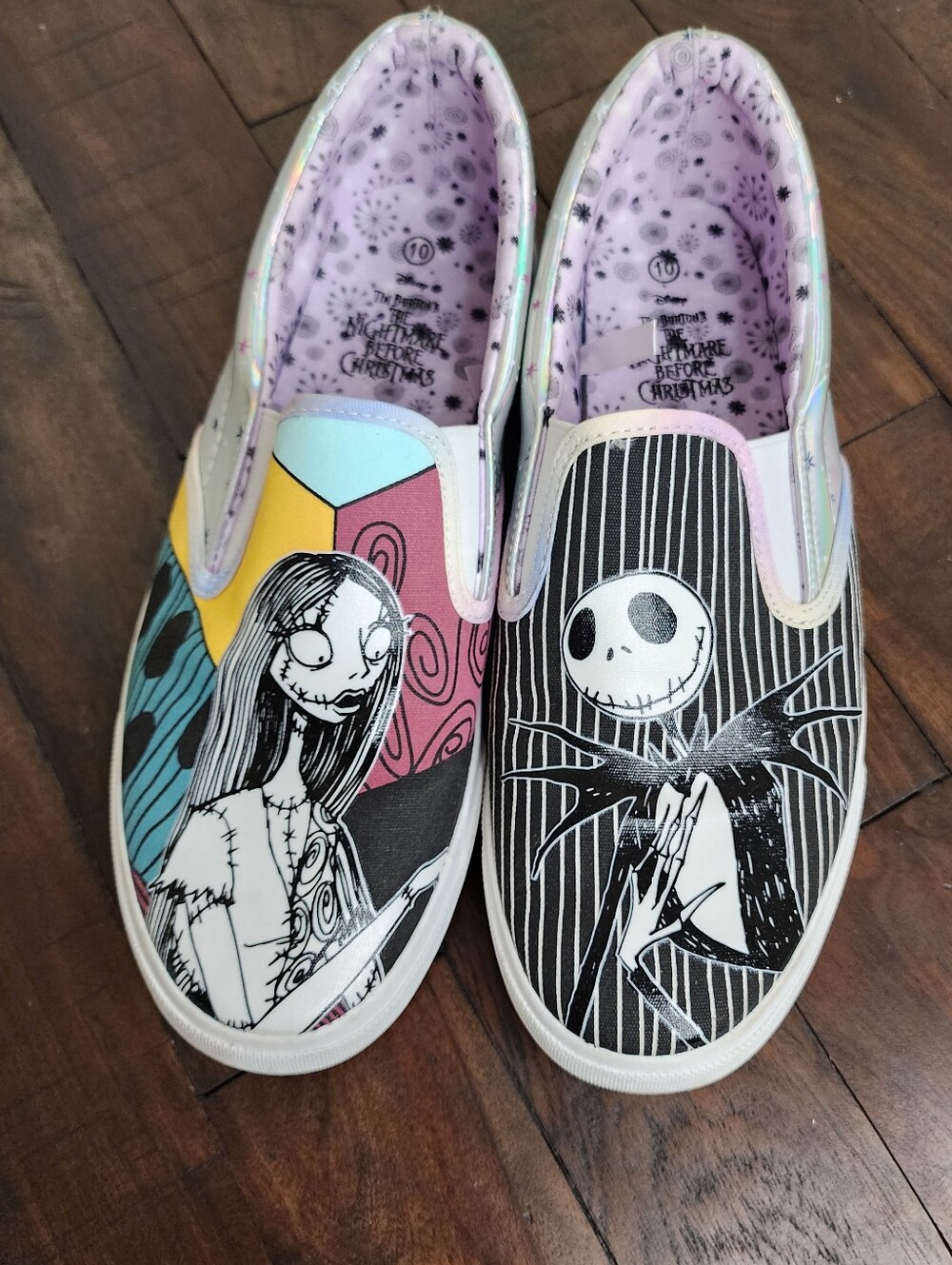 Ground up Nightmare Before Christmas Jack & Sally Slip-On Canvas Shoes Sz 10